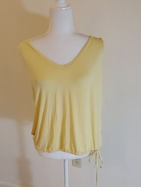 Express Yellow V-Neck Sleeveless Drawstring Tank